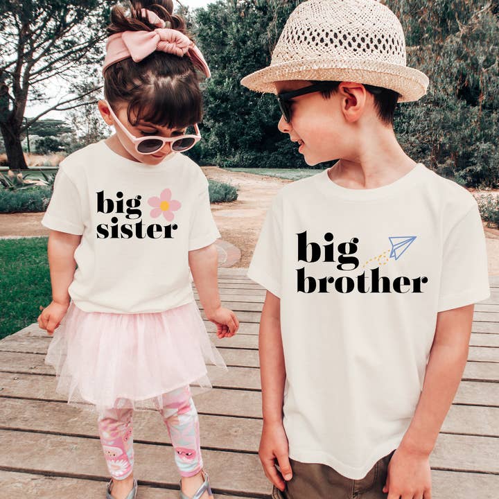 Big Sister and Brother Shirts, Flower and Airplane for wholesale by Miche Custom