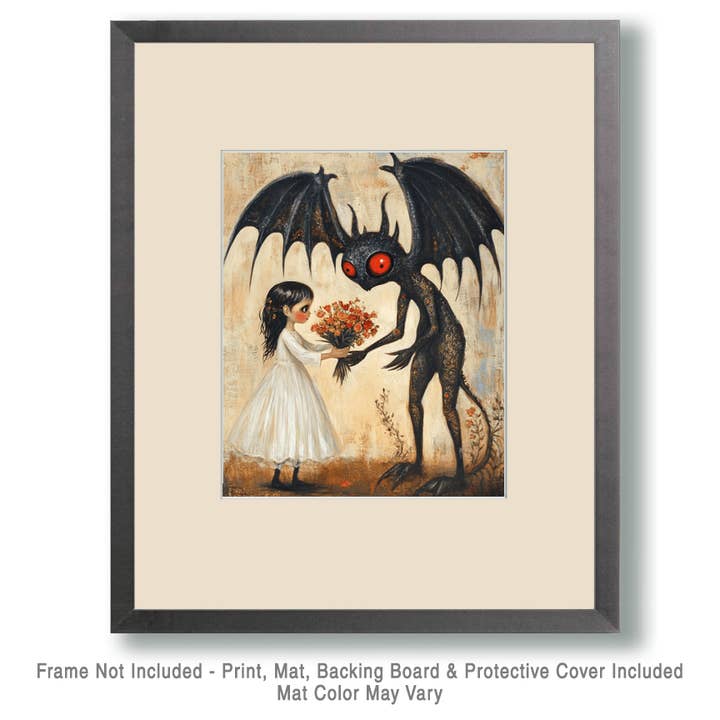Mowbi - Wholesale Art Print - Folk Art Flowers for the Jersey Devil - Mythical Beasts Wall Art Prints – 8″x10″ Artwork for 11″x14″ Frame1