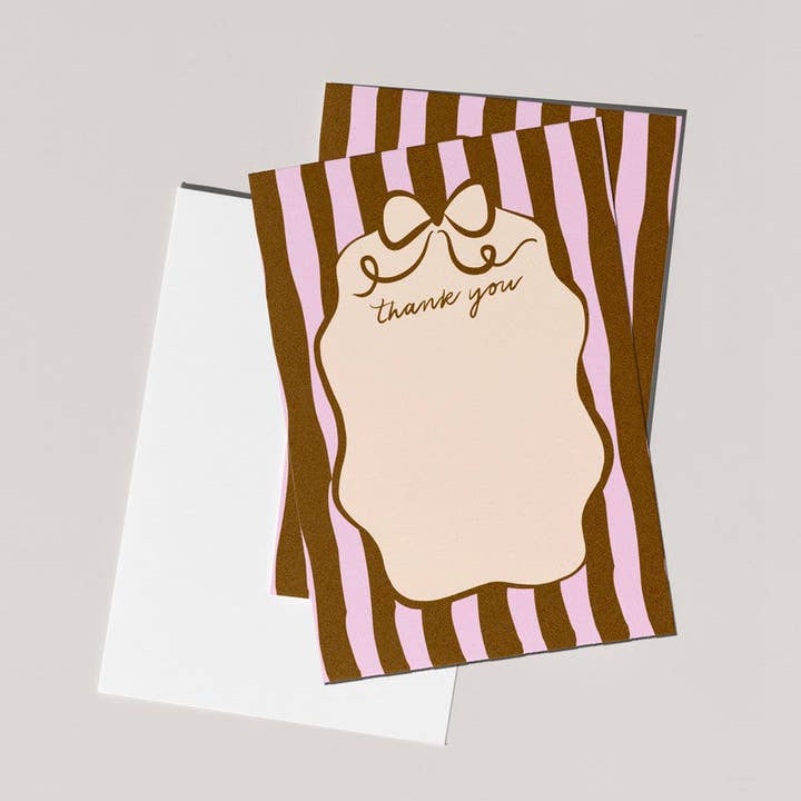 Cartes de remerciement x4 | Noeuds et rayures verts pour la vente par Feel Good Supplies