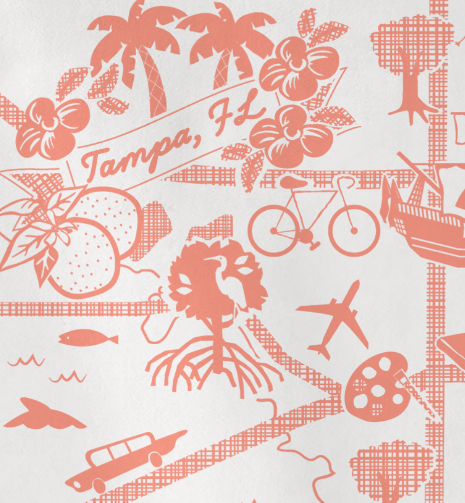 Miss Johnny Squirrel - Wholesale Tea Towel - Tampa Map Tea Towel 5