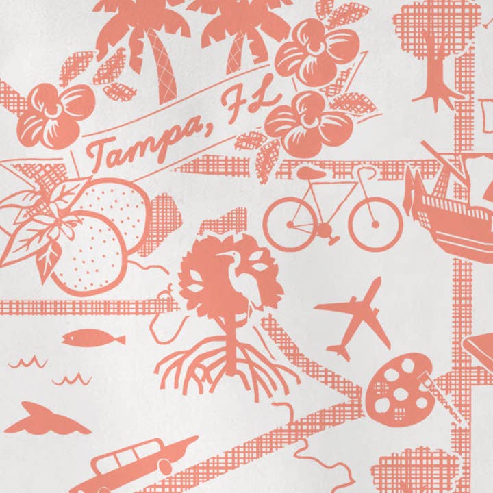 Miss Johnny Squirrel - Wholesale Tea Towel - Tampa Map Tea Towel 5
