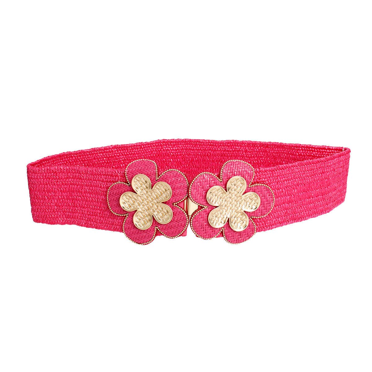 Fuschia Stretch Belt Raffia Fuchsia Flower for Women for wholesale on Faire1
