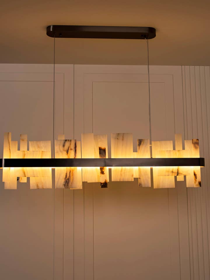 Ekho Marble Platinum Matbord Pendellampa Ljuskrona 120 cm | Modern Dekorativ Belysning För Hem & Hotell för wholesale av HEKA LIGHTING & TRADING LTD