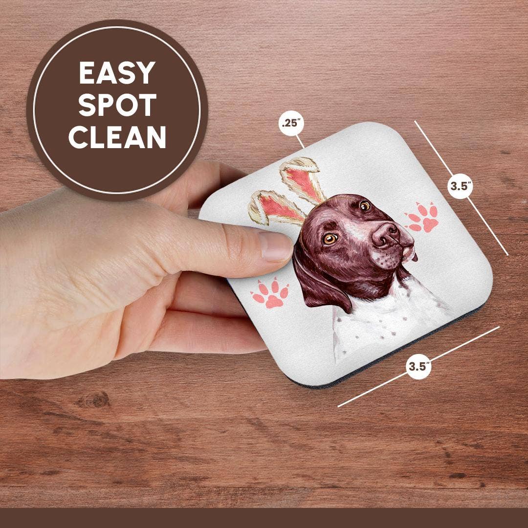 3dRose - Wholesale Coasters - 3dRose, German Shorthaired Pointer Dog in Pink Bunny Ears for Easter, Coaster13