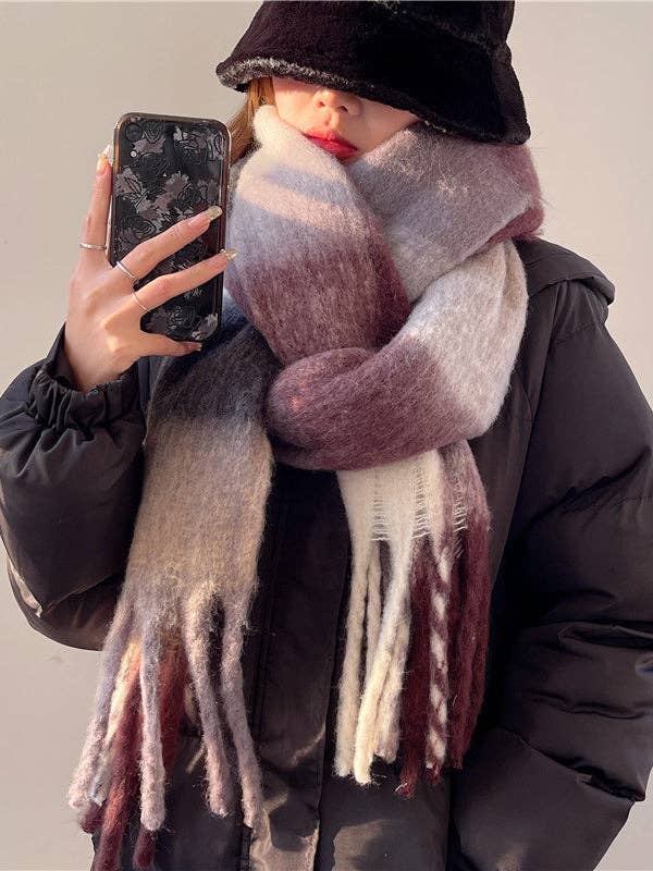 StyleGalX - Wholesale Scarf - Women's - Fashion Keep Warm Tasseled Checkered Shawl&Scarf3