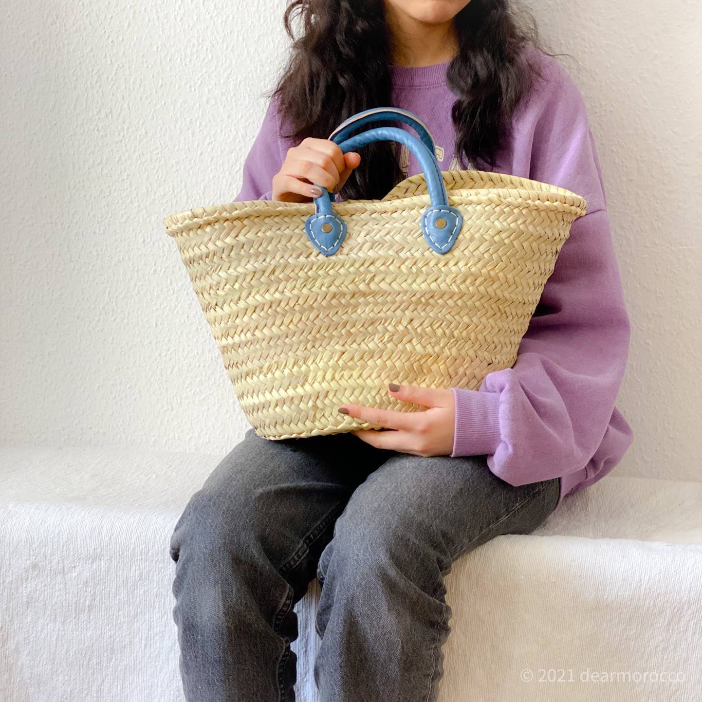 dear Morocco - Vente Paniers - Panier de marché français marocain avec petit poignée en cuir20