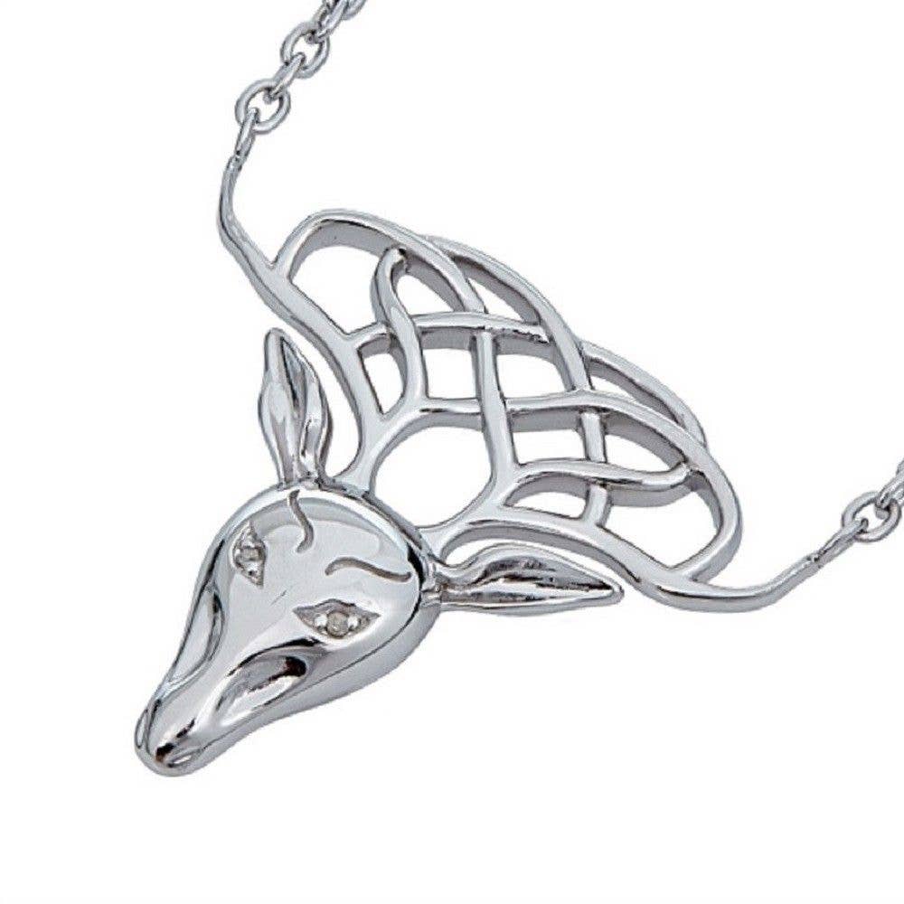 The Irish Jewelry Company - Wholesale Pendant/Charm Necklace - Celtic Stag Necklace with Diamonds1
