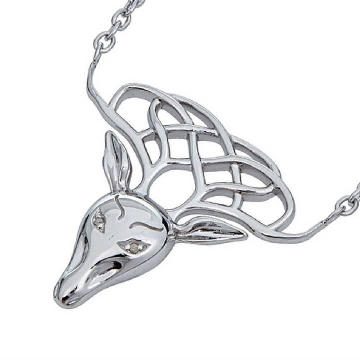 The Irish Jewelry Company - Wholesale Pendant/Charm Necklace - Celtic Stag Necklace with Diamonds1