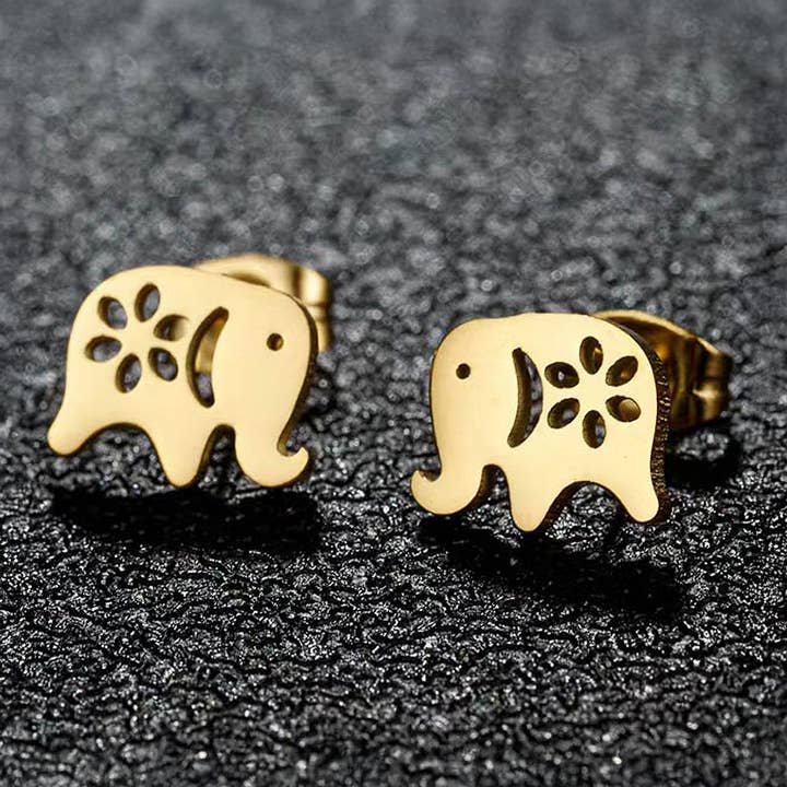 Sensibling Corp. - Wholesale Stud/Post Earrings - Stainless Steel Elephant Stud Earrings