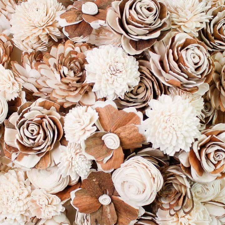 Sola Wood Flowers - Wholesale Artificial Flowers - 100 Random Assorted Wood Flowers