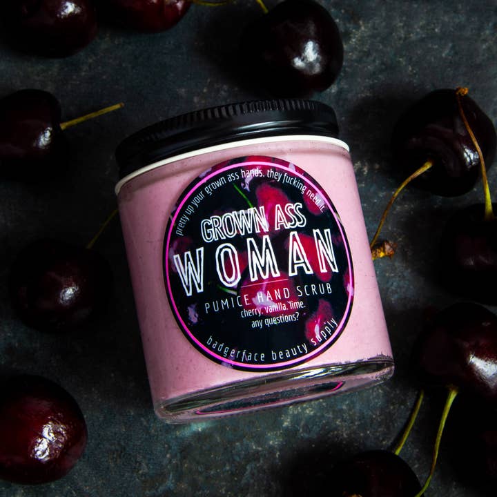 Badgerface Beauty Supply - Wholesale Hand Soap/Wash - Grown Ass Woman Hand Scrub. Cute Gift for Gardeners.