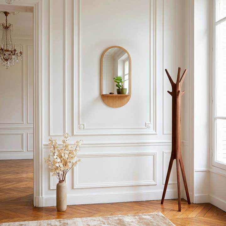 Reine Mère - Vendita all'ingrosso Specchi da parete - Solstice - Specchio con mensola in rovere1