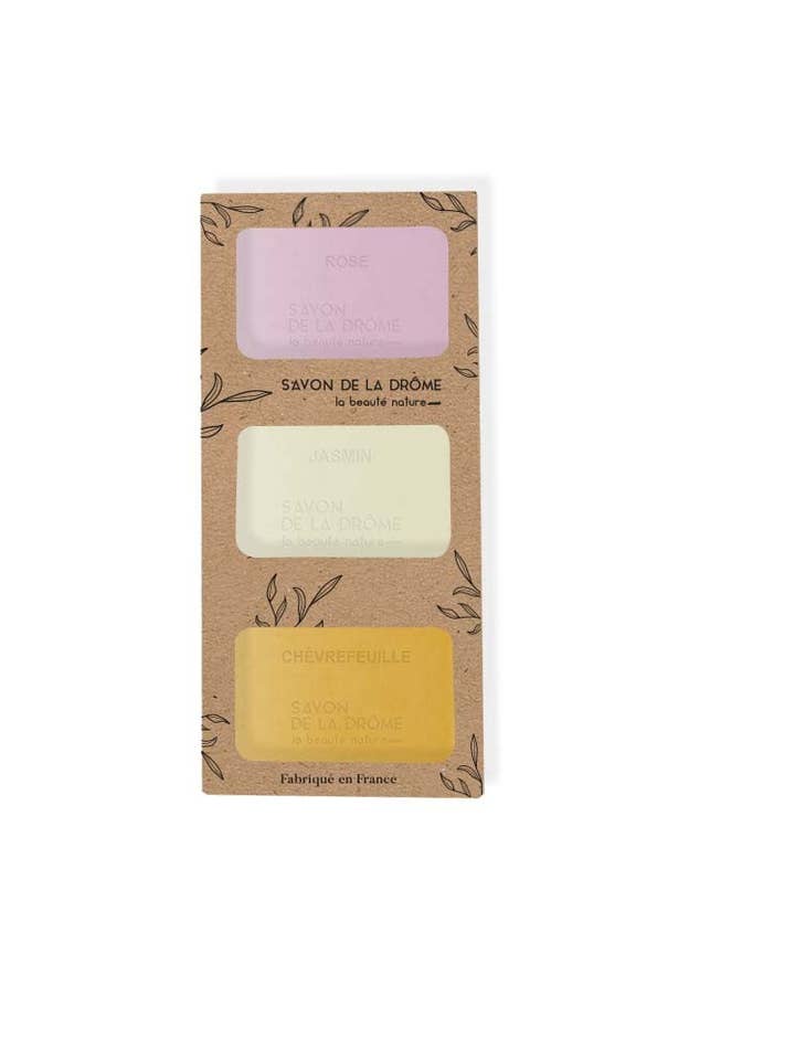 Shea Mixed Soaps Rose Jasmine Honeysuckle 3x100g for wholesale by La Savonnerie de la Drôme