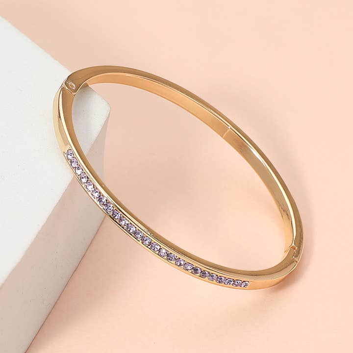 Sensibling Corp. - Wholesale Bangle Bracelet - Stone Paved Hinged Bangle Bracelet3