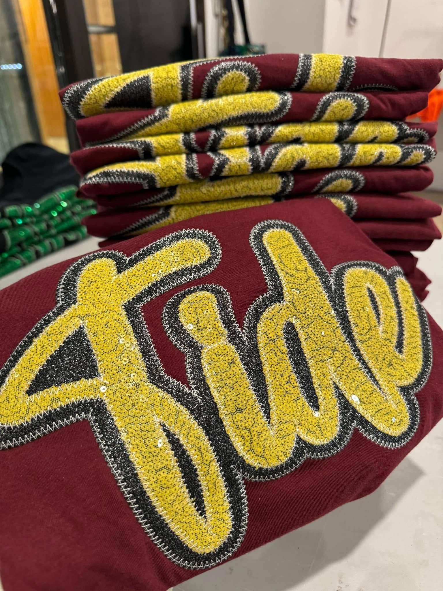 Shop Southern Belle - Wholesale T-Shirt - Women's - Game Day Custom School Spirit Wear Real Sequins Short Sleeve3