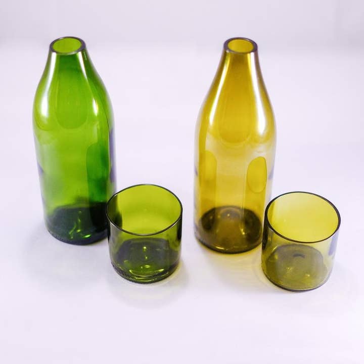 WAS A BOTTLE - Wholesale Carafe - Bedside Wine Bottle Carafe + Glass Set3