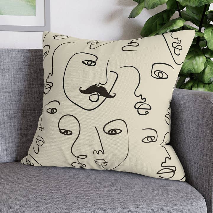 Picasso Boy Pillow Case - Throw Pillow Cover - Grandmillennial Style for wholesale by Peccole House