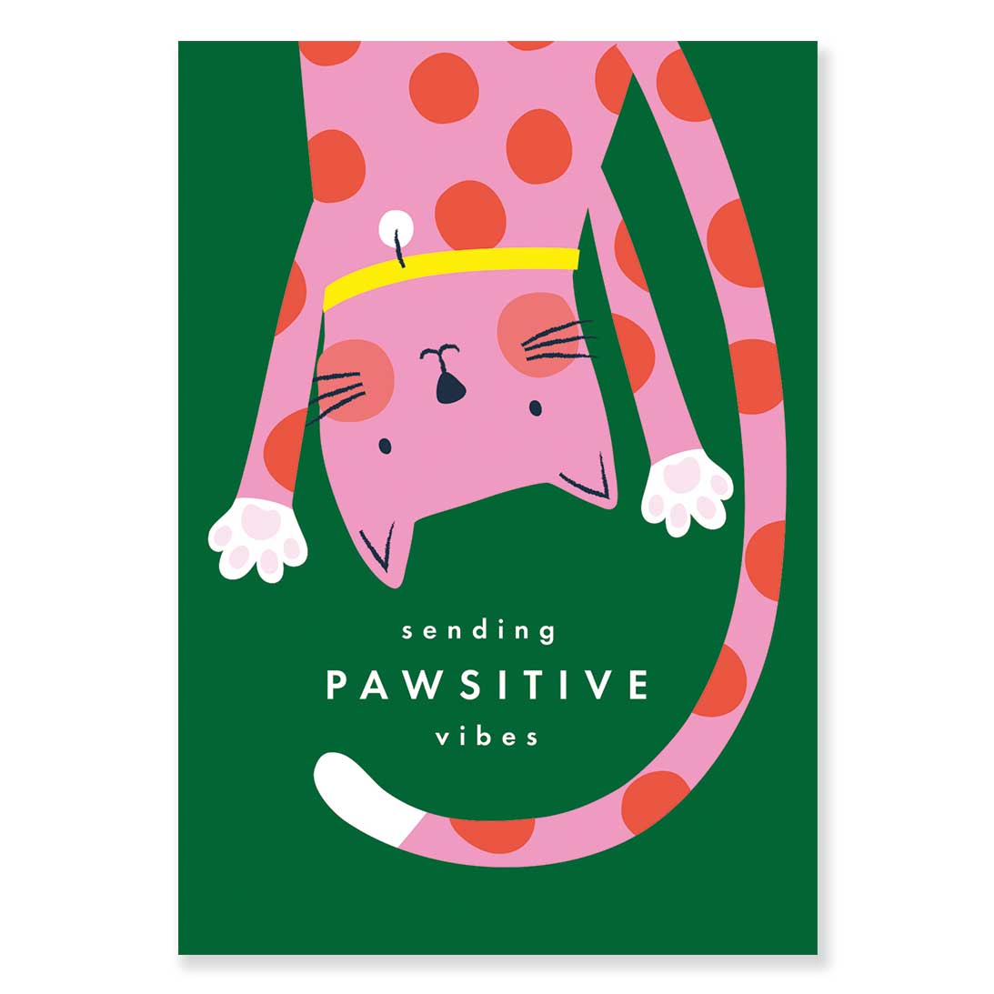 Klara Hawkins - Wholesale Encouragement Card - Positive Vibes Quirky Pink Cat Card1