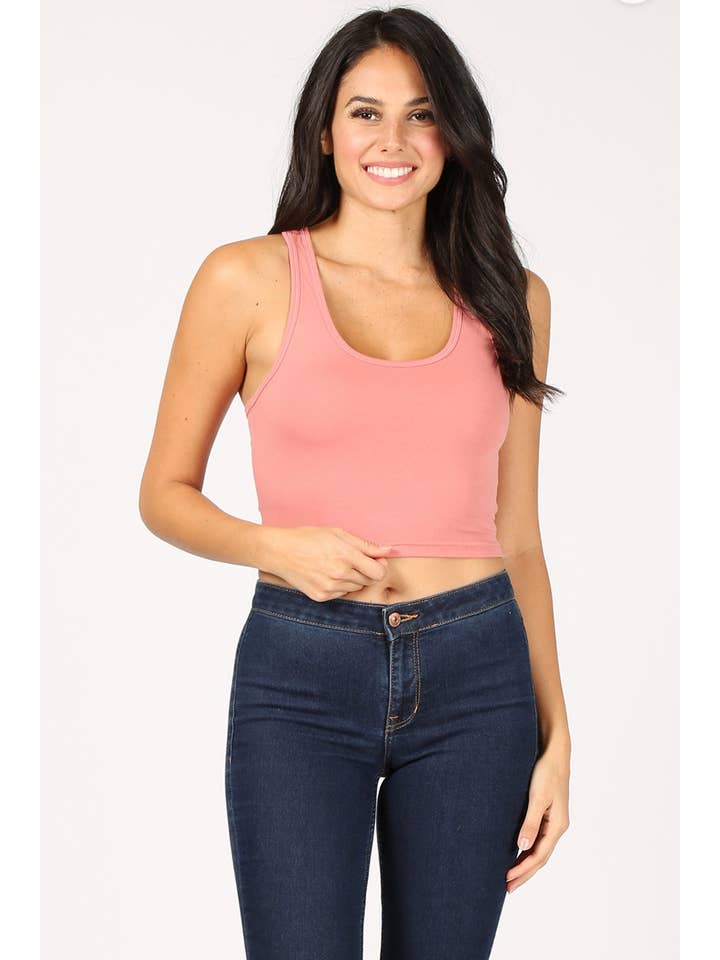 Color 5 - Wholesale Tank Top - Women's - Solid color cotton lycra cropped tank top with racer back11