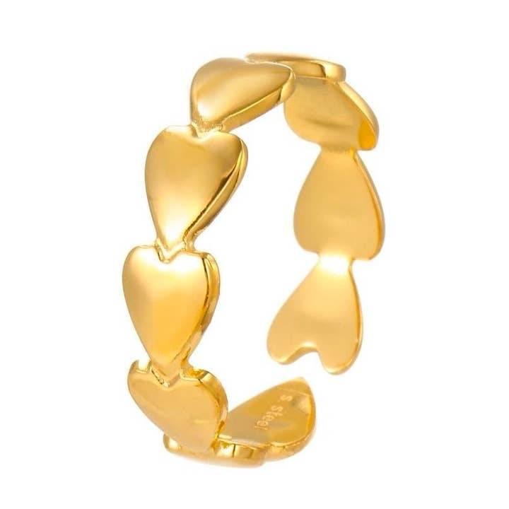 Ring row of hearts for wholesale by Pampa Mia