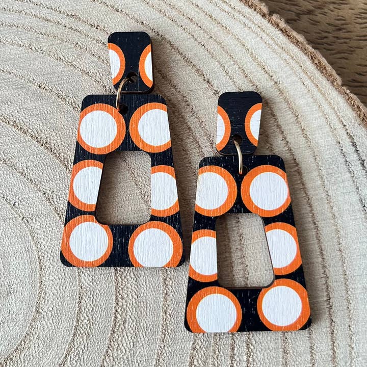 That 70s collection ~ Digitally Printed Wooden Earrings for wholesale by Soul and Style