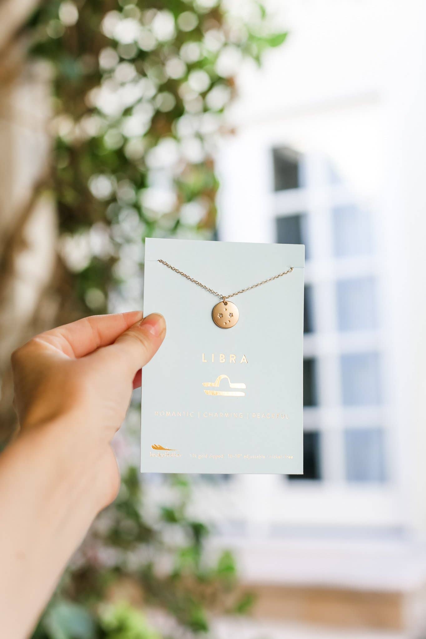 Lucky Feather - Wholesale Pendant/Charm Necklace - Zodiac Necklace - Gold - LIBRA (Sept 23-Oct 22)2