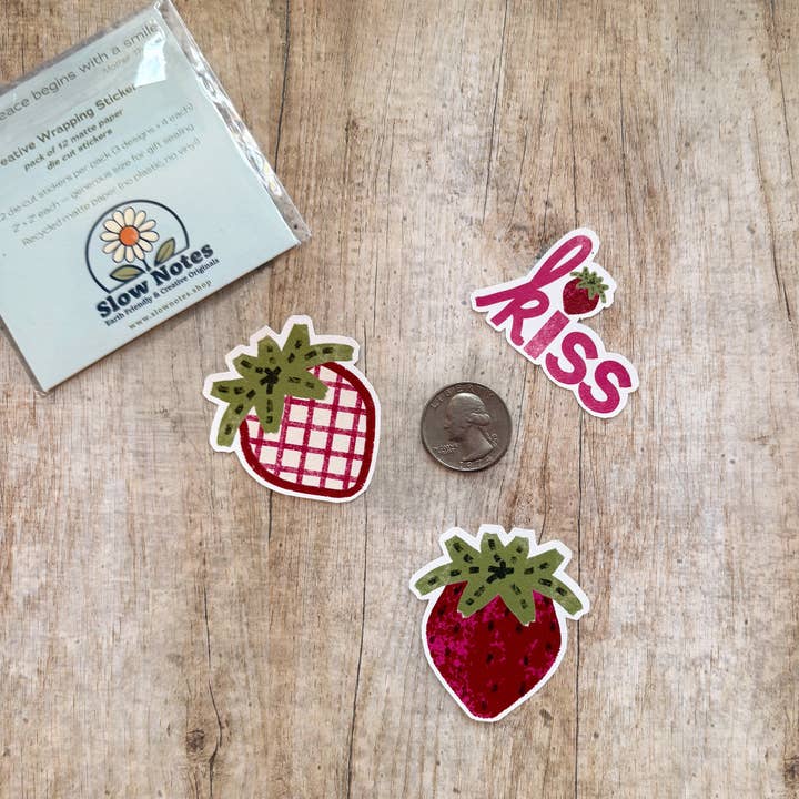 Slow Notes - Wholesale Sticker - Strawberry Patch Stickers (12 Pack) | Matte Paper Die Cut5
