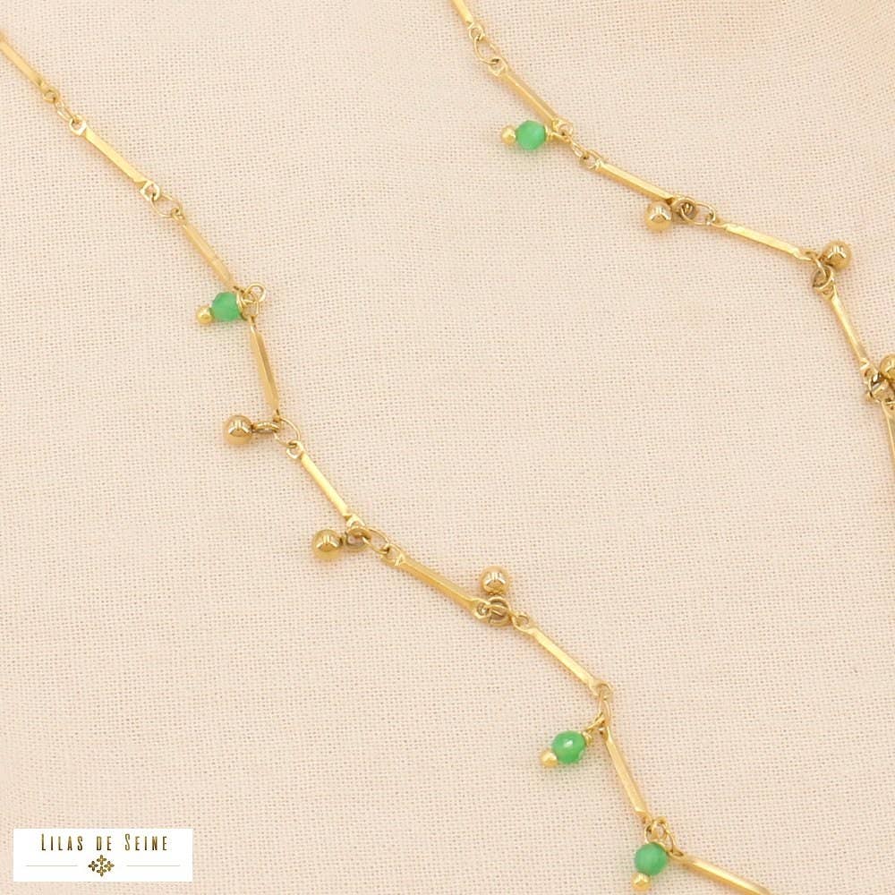 Lilas de Seine - Wholesale Pendant/Charm Necklace - Stainless steel bead charm necklace stone 01240733