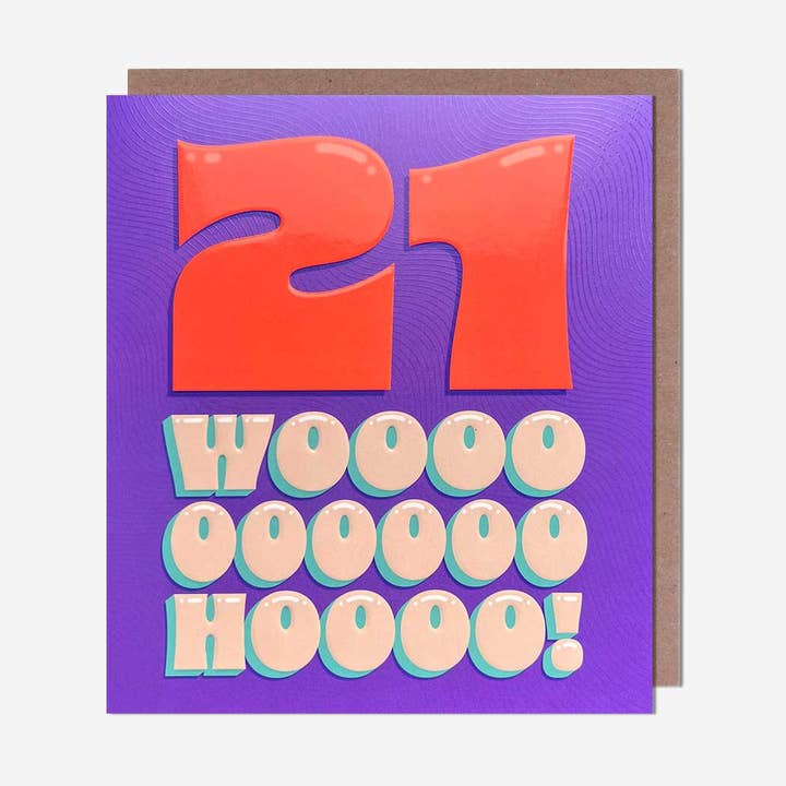 Woohoo! 21st Birthday Card for wholesale by Pigment Productions Ltd