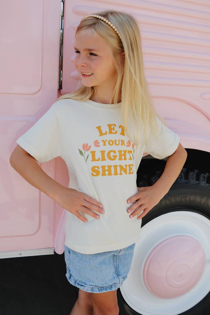 Crowned Free - Vendita all'ingrosso Maglietta serigrafata - Bambini - Maglietta Bambini "Lascia che la tua Luce Brilli" - Pesca4