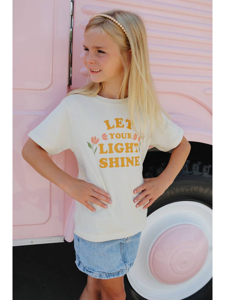 Crowned Free - Vendita all'ingrosso Maglietta serigrafata - Bambini - Maglietta Bambini "Lascia che la tua Luce Brilli" - Pesca4