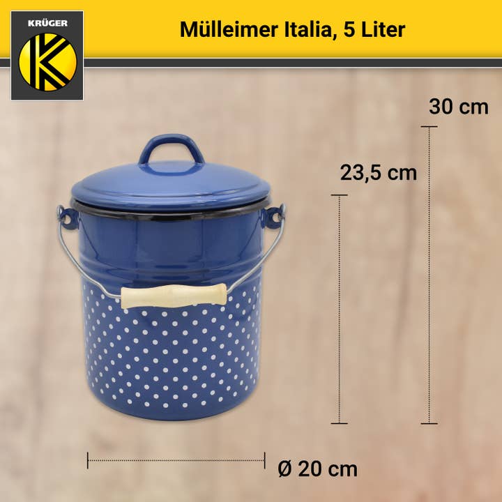 Karl Krüger - Wholesale Prullenbak/vuilnisbak - Karl Krüger Italia geëmailleerde afvalemmer, 5 liter2