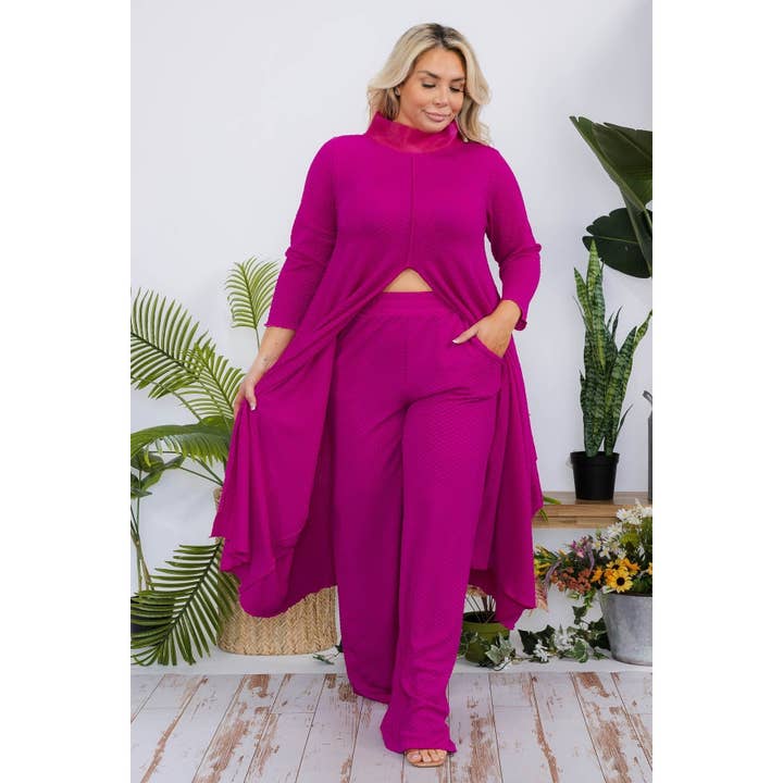 MAGENTA PLUS MAXI TOP AND WIDE LEG PANT SET for wholesale on Faire
