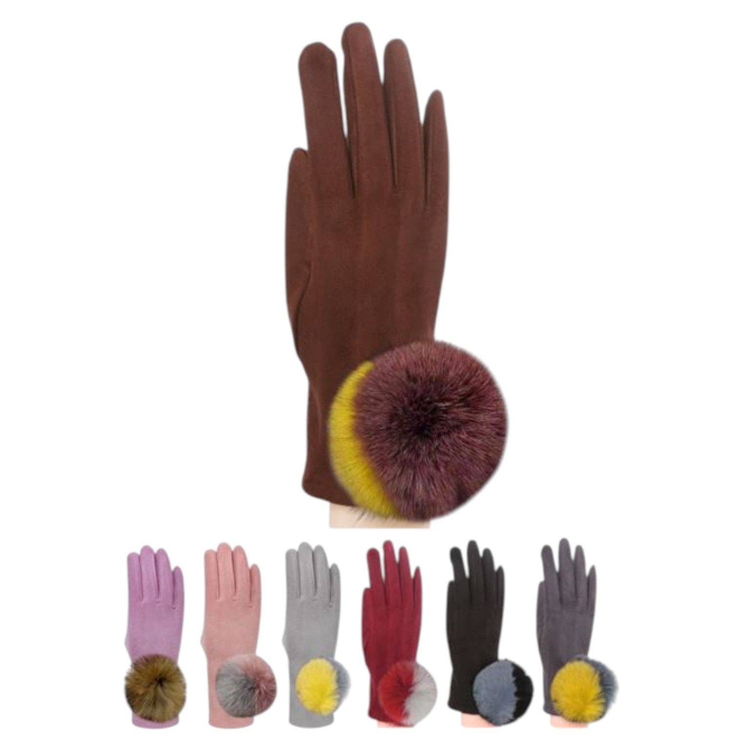 ASSORTED WOMEN'S POM POM GLOVES 161. (12PAIR) for wholesale on Faire0