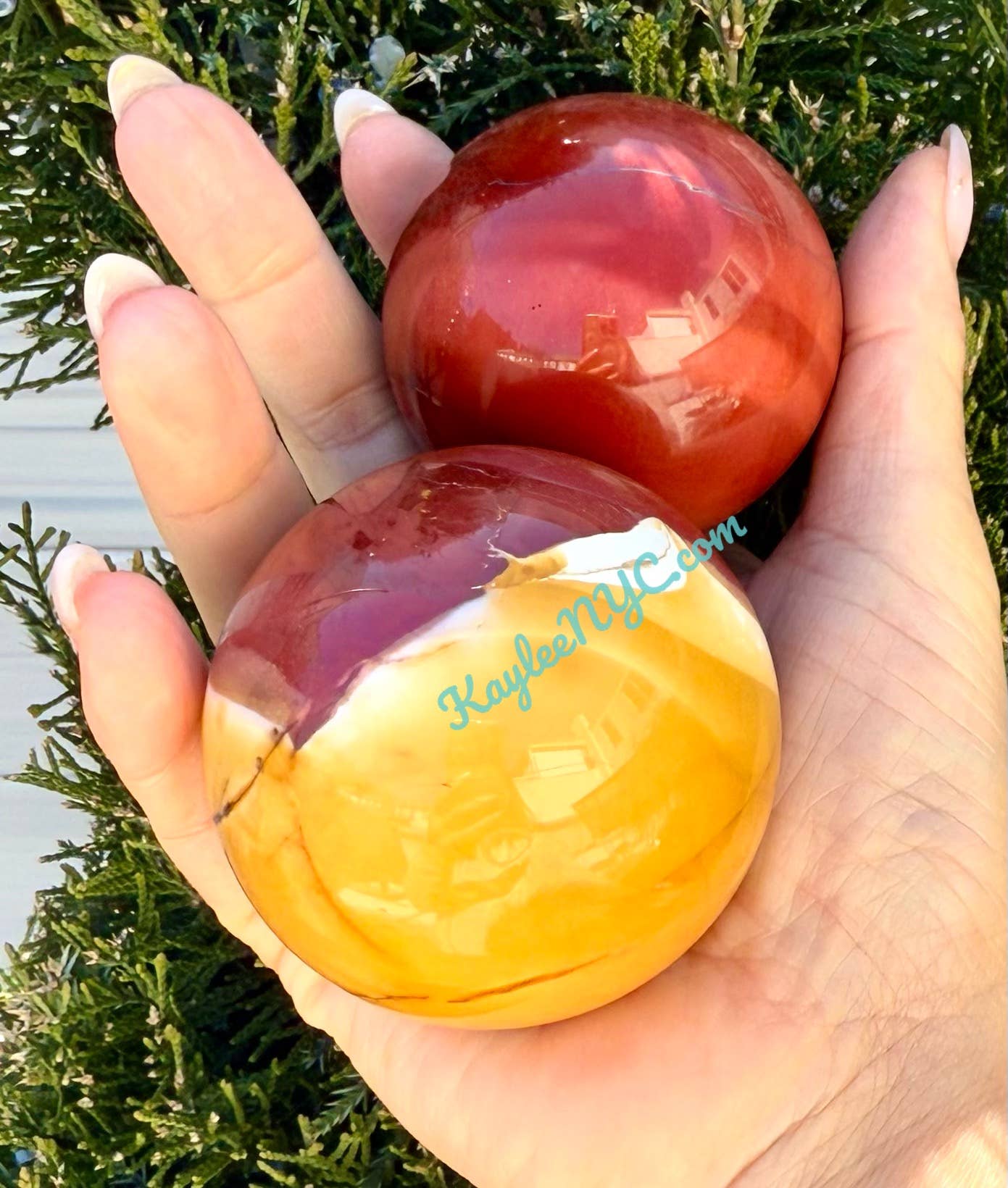 KayleeNYC - Wholesale Spiritual Stone/Crystal - 4-6 Pcs Natural Mookaite Sphere Crystal 2.9-3 lbs4