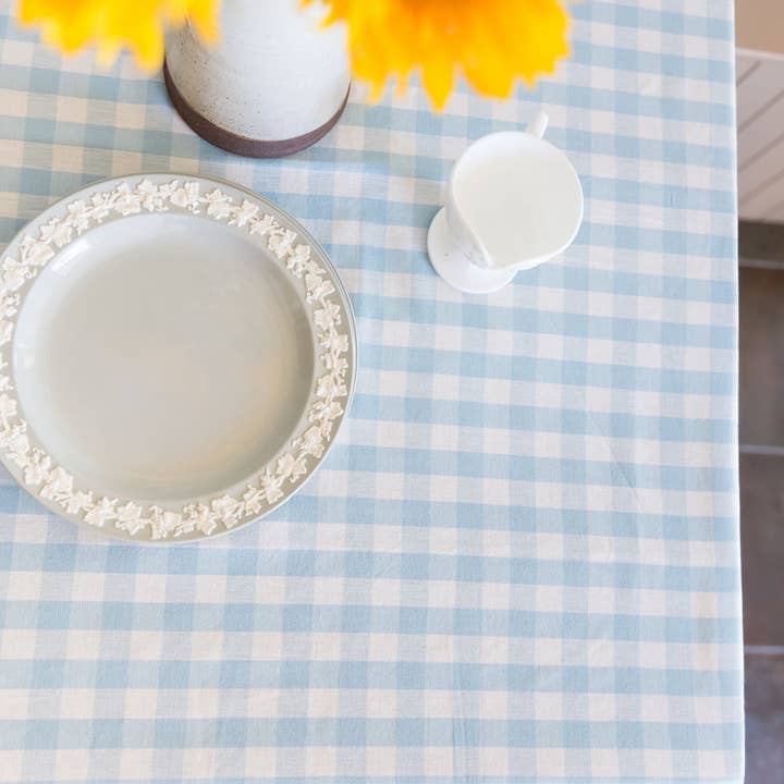 Galley and Fen - Wholesale Tablecloth - Blue Ruffled Gingham Tablecloth3