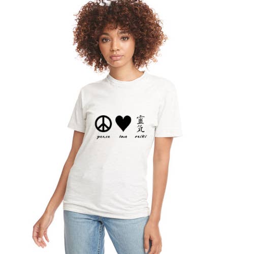 Camiseta unissex Peace Love Reiki por atacado de The Reiki Shop