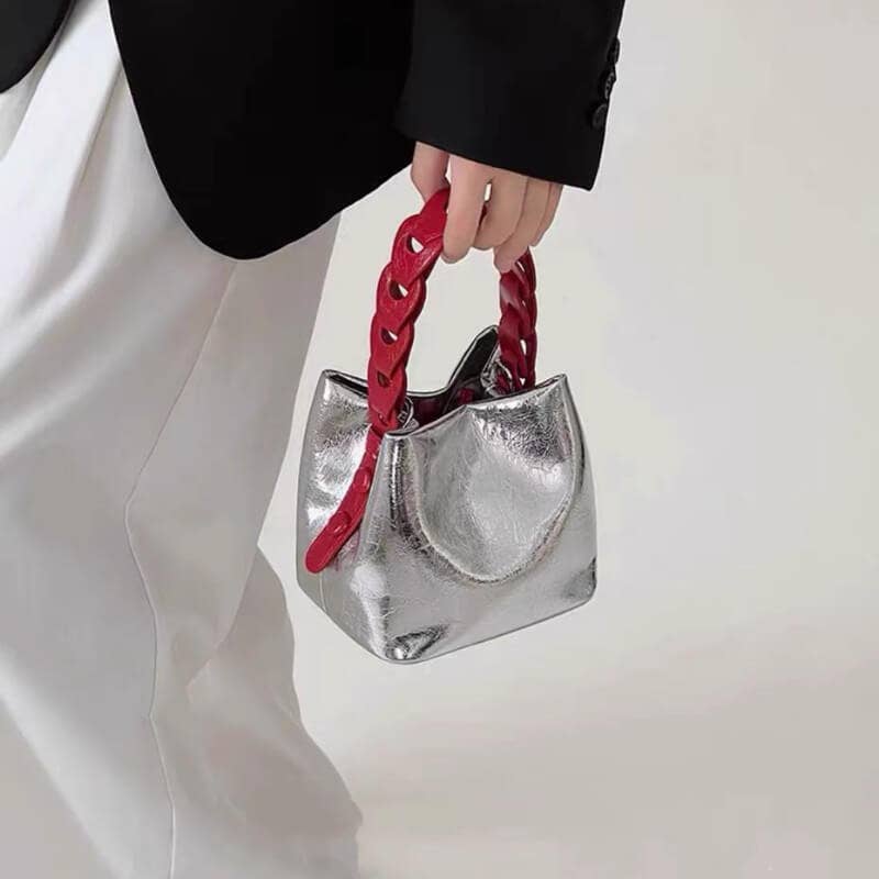 Silver Solid Color Trendy Mini Bucket Bag DP25C746 for wholesale on Faire1