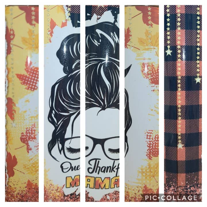One Thankful Mama 20oz Sublimation Skinny Tumbler for wholesale by Unique Custom Tumblers by Ashley