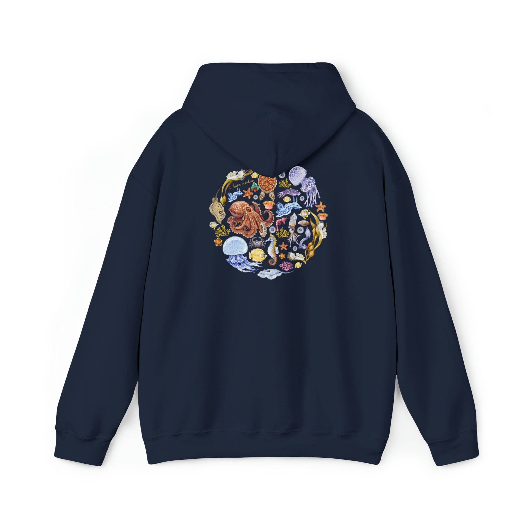 I LOVE NUDIS - Wholesale Hoodie - Unisex - I LOVE NUDIS™ Watercolor Ocean Creatures Hooded Sweatshirt12