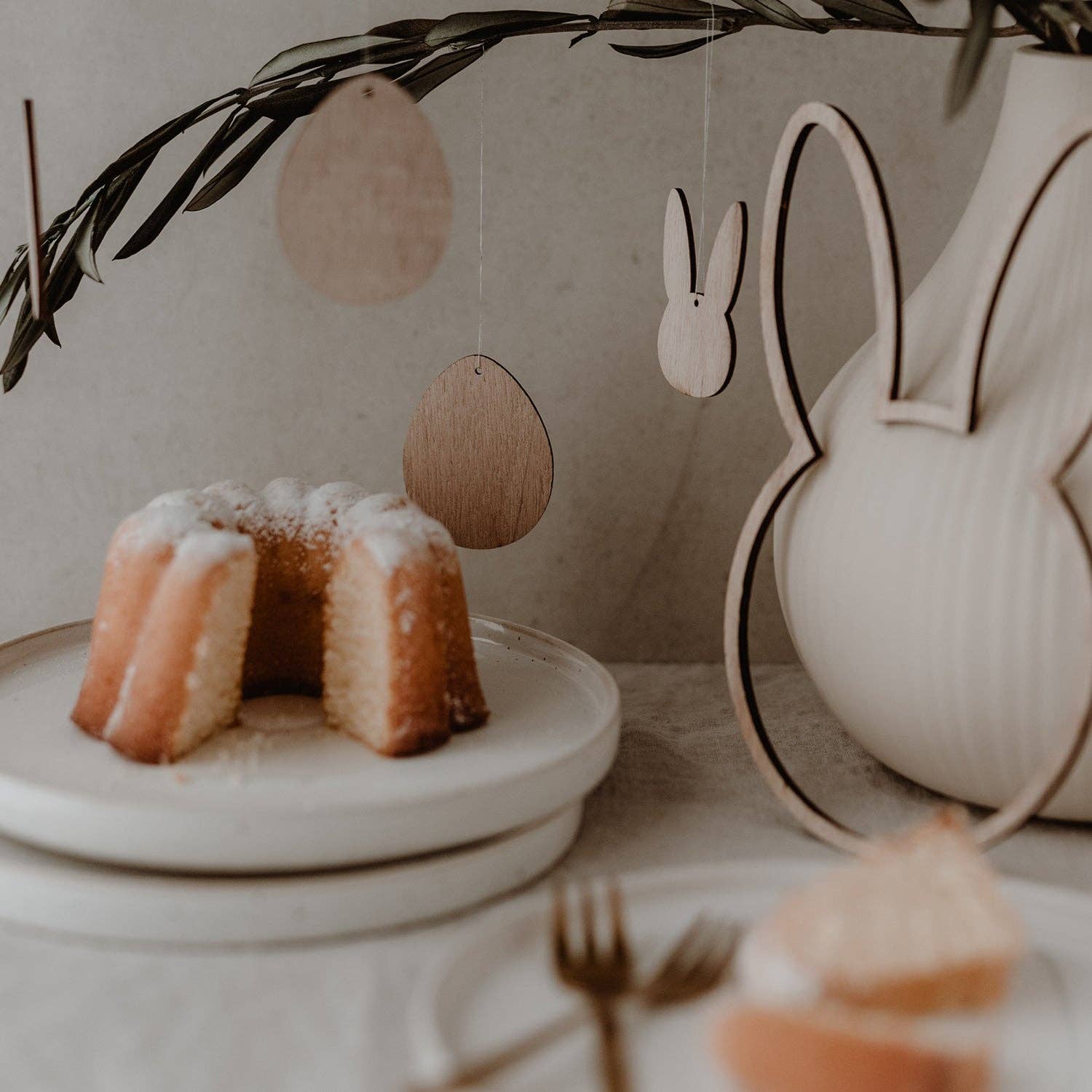 Eulenschnitt – Conjunto de ornamentos por atacado – Pingente de coelho de madeira em conjunto de 8 unidades3