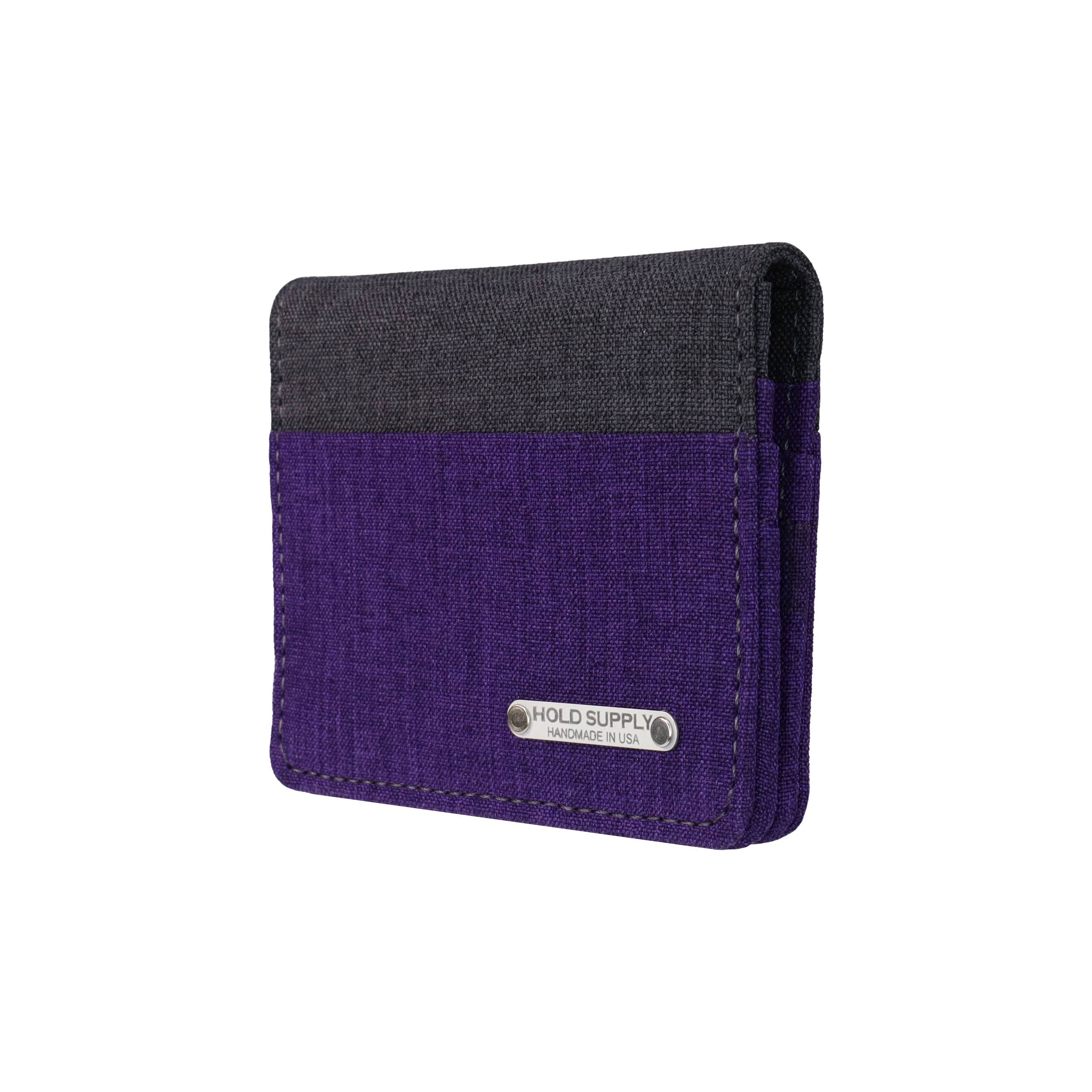 HOLD SUPPLY - Wholesale Wallet - Men's - Purple and Gray Canvas Vertical Bifold Card & Cash Wallet3