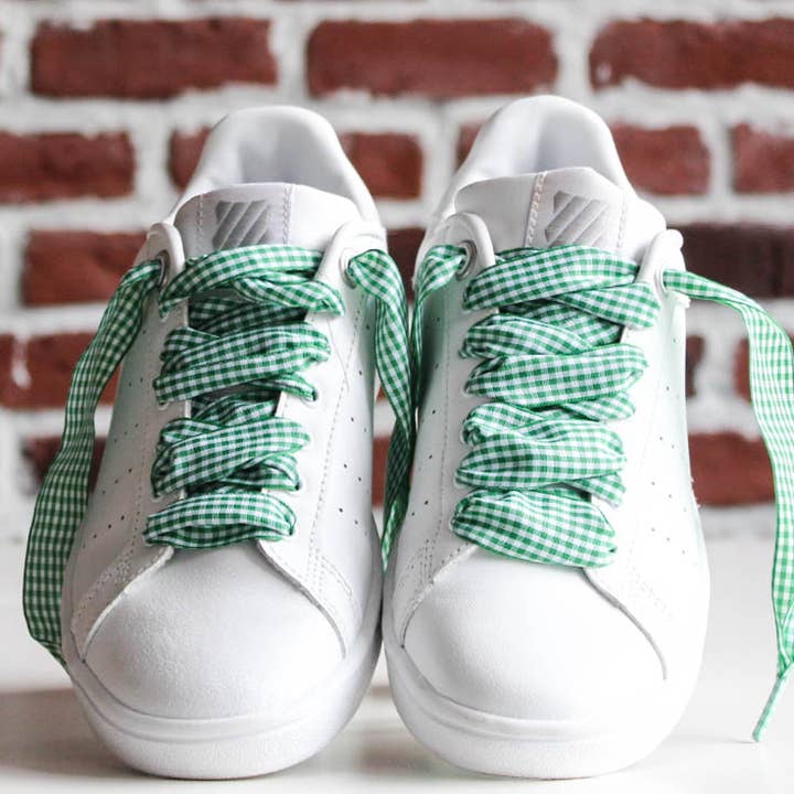 furiouslaces – wholesale Shoelaces – Unisex – Vichy pattern laces - Green2