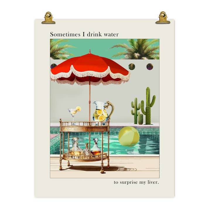 Funny Bar Art Print: Surprising My Liver for wholesale by Marci Cheary