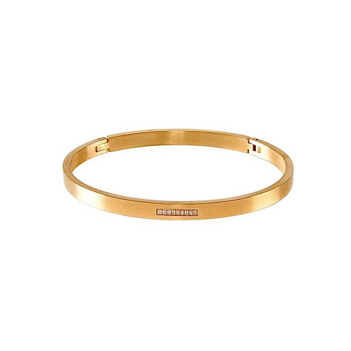 BG309G B.Tiff Gold 9-Stone Pave Bangle Bracelet for wholesale by B.Tiff