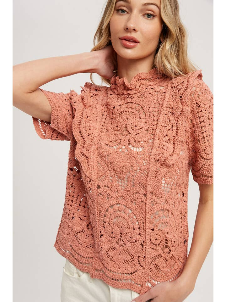 Bluivy - Wholesale Blouse - Women's - HIGH COLLAR CROCHET TOP1