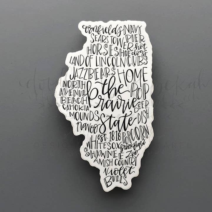 Illinois Word Art Sticker for wholesale by Doodles By Rebekah