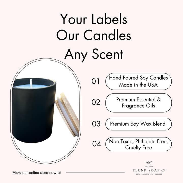 Soy Candle Private Label Under Your Name Brand 8oz Black Jar and other Purchase Wholesale matte black candle tins. Free Returns & Net 60 Terms on Faire trending on Faire.