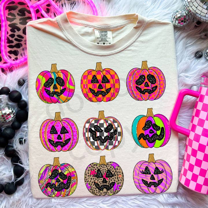 Preppy Colored Pumpkins DTF Heat Transfer for wholesale by Trendy Transfers