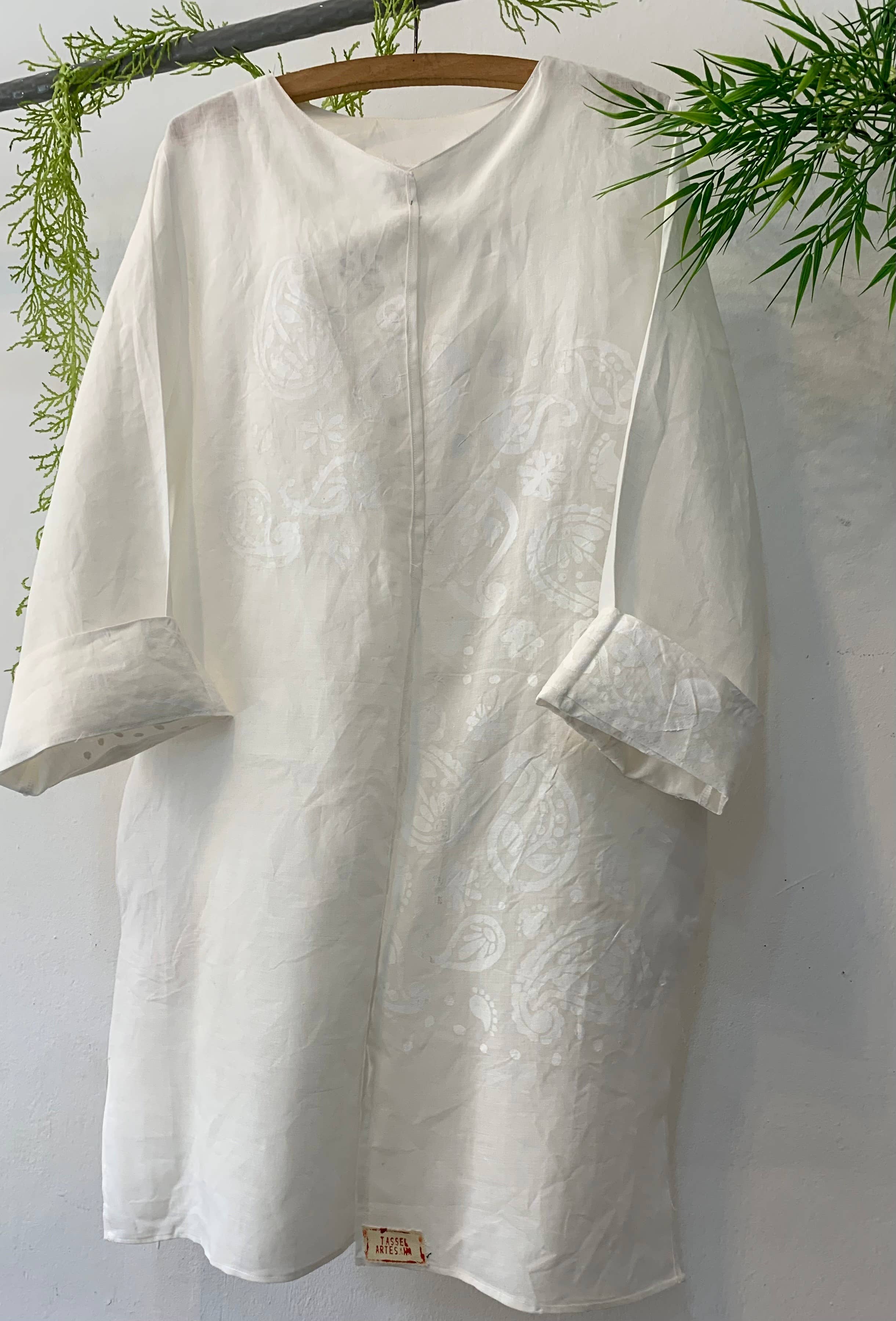 Tasselartesana - Wholesale Kaftan - Women's - Mediterranean linen CAFTAN, with handmade serigraphy 26